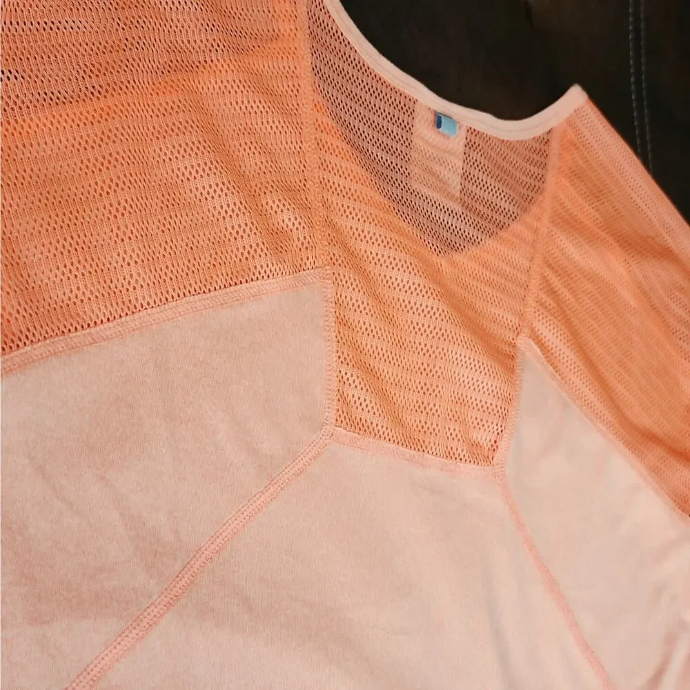 Nike Dri-FIT Womens Small Orange Mesh Panel Running Activewear Shirt Top EUC - S